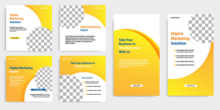 Social media carousel post banner layout in gradient yellow color background. For tips podcast, motivation, self-development, product, ads, influencer, microblog, sharing knowledge template