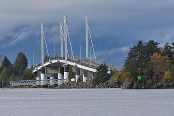 The John O’Connell Memorial Bridge connects the town of Sitka, Alaska, on Baranof Island to the airport and Coast Guard Station on Japonski Island.  