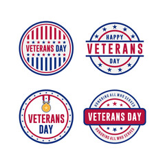 Happy veterans day illustration set template