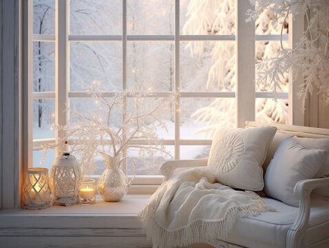 Big Window With Snow Outside