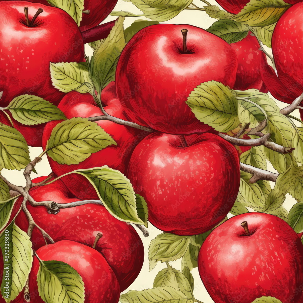 Wall mural Seamless Pattern of Apples