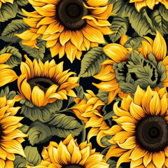 Seamless Pattern of Sun Flower