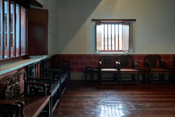 interior view of a typical chinese house. Space for copy text