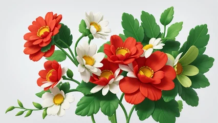 Deurstickers Colorful flowers floral Clipart, high quality resolution, beautiful flowers white background, AI generated images, jpg illustration.     © Muhammad Irfan 