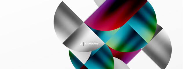 Obraz premium Minimalist geometric background featuring metallic round triangles, delivering sleek and modern visual aesthetic with emphasis on clean, metallic forms for wallpaper, banner, background, landing page