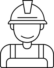 Construction worker icon. Labor, builder, employee, hardhat concept. outline style editable stock. line vector design illustration isolated on Transparent background. Vector Person Profile Avatar.