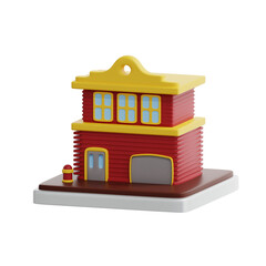 3d rendering fire station building illustration