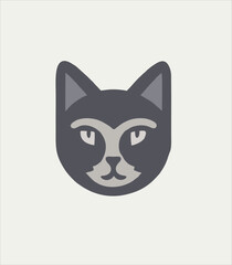 black cat head icon design, cat animal logo illustration