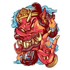 Aggressive awesome illustration in colorful style, suitable for merchandise, souvenir, wall art