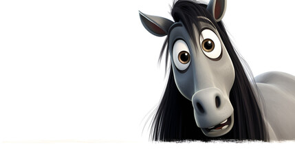 The 3D Shire Horse Cartoon Character as an Icon,3d rendering illustration cartoon of horse,A 3D Animal Shire Horse Cartoon Character A Symbol of Strength generative ai

