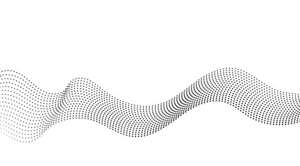 Flowing dot wave pattern halftone smooth curve shape isolated on transparent background