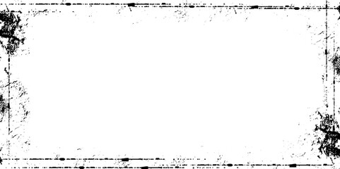 Grunge brush painted ink stamp banner frame on white background. Grunge frame. Distress frame. Vector template.