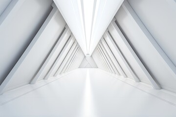 rendering 3d tunnel triangle fi sci futuristic background white modern corridor light long empty three-dimensional abstract architecture concept creative dark design future interior