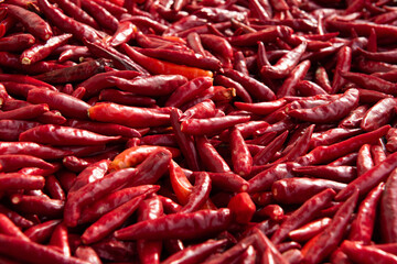 Ripe red hot chili peppers vegetable texture background. 