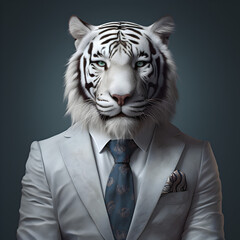 White tiger businessman. 