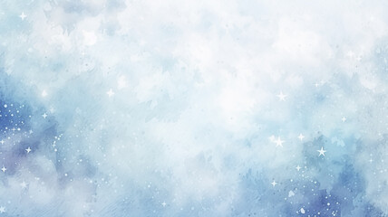 Fototapeta premium watercolor landscape winter, snow, snowfall view with copy space, empty banner, postcard for the new year