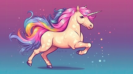 flat colorful cute unicorn illustration