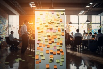 concept brainstorming idea share notes it post use office meeting people business  wall success board space person team business note sticky group brainstorming meeting office strategy