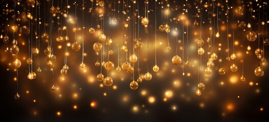 golden christmas lights on black background