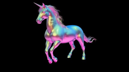 Obraz na płótnie Canvas 3d rendered holographic unicorn over black background