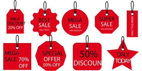 Flat design sale tag set Vector illustration