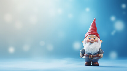 Obraz premium cute gnome Merry Christmas greeting copy space on smooth background postcard toy