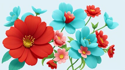 Colorful flowers floral Clipart, high quality resolution, beautiful flowers white background, AI generated images, jpg illustration. 


