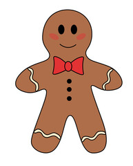 Christmas Gingerbread Cookie Man Character. Vector flat illustration.	