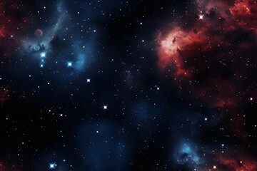 Fototapeta premium seamless texture and full-frame background of starry night sky and outer space. Neural network generated in May 2023. Not based on any actual scene or pattern.