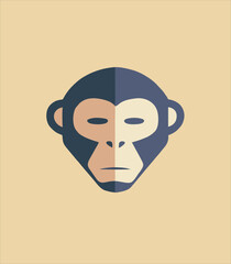 Cute monkey head icon design, monkey animal logo illustration