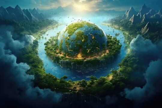 An Illustration Depicting Earth Free from Pollution