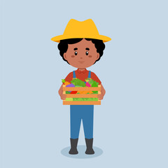 Farmer Harvesting Vegetables and Fruit