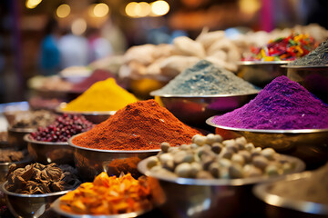 Naklejka premium Spices in the market, colorful spices