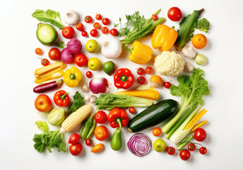 Vibrant Summer Harvest Creative Layout of Fresh Vegetables Food Concept