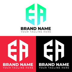 Obraz premium E A Double Letters Polygon Logo, Two letters E A logo design, Minimalist creative vector logo design template
