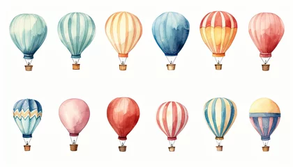 Photo sur Plexiglas Montgolfière Hot Air Balloon Watercolor Collection Illustration