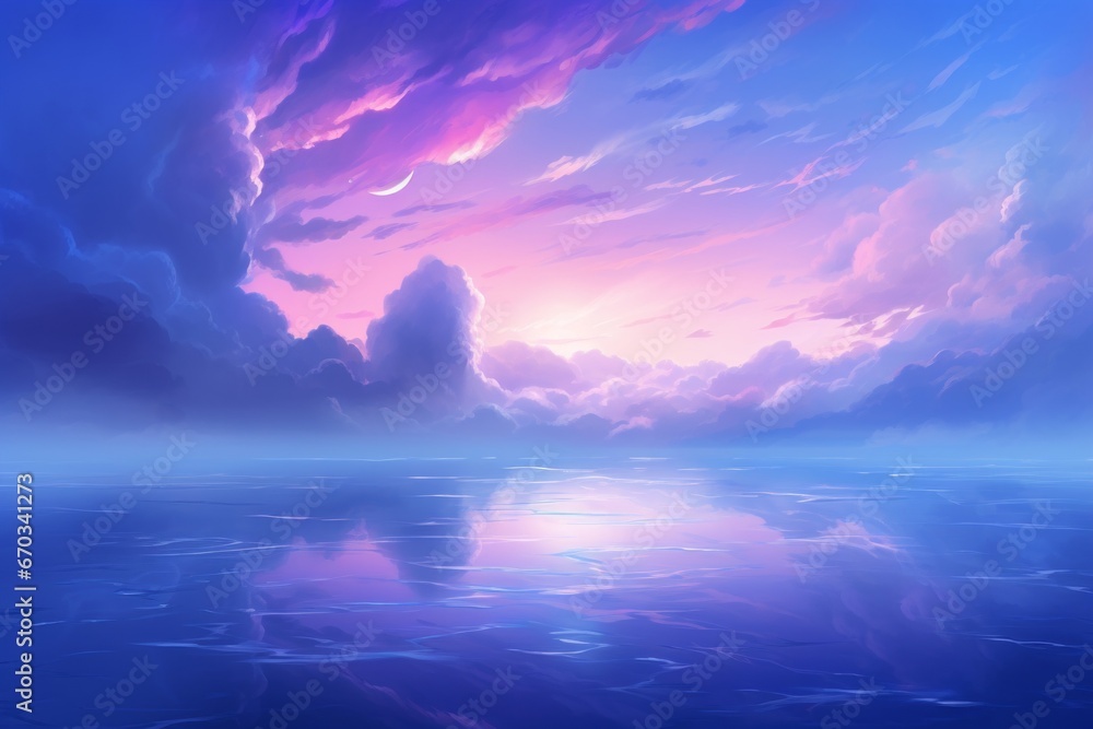 Poster gradient of cool blues and purples creating a serene and tranquil ambiance.