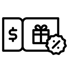 gift coupon black outline icon - 670341416
