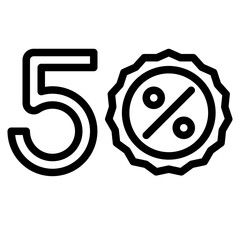 fifty percent discount black outline icon - 670341419