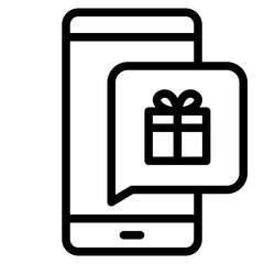 gift message black outline icon - 670341422