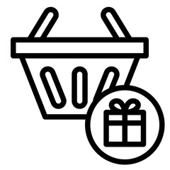 shopping gift black outline icon - 670341431