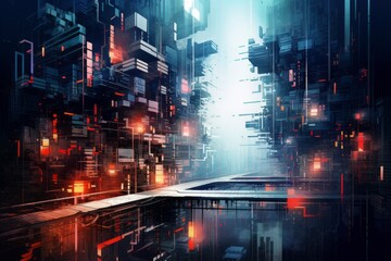 Intricate abstract cyberpunk design capturing the energy of a digital future