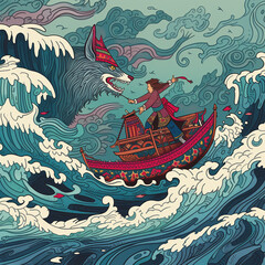 海のオオカミと闘う戦士