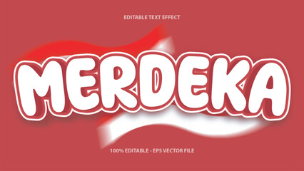 Vector Merdeka editable text effect with flag background