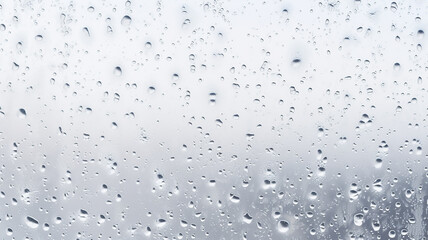 raindrops on glass, abstract gray background, autumn weather, condensation drops on transparent surface for overlay layer