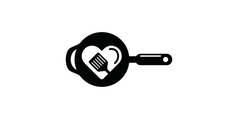 Naklejka premium cooking tools design with love, love cooking food design and cooking logo vector design icon symbol illustration