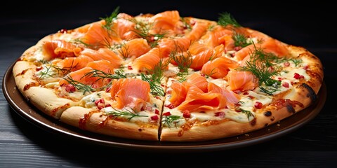 illustration of smoked salmon pizza, generative AI