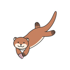 Cute cartoon otter. Vector illustration isolated on white background.