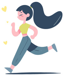 Vector illustration of woman exercising by running. Women's jogging.
