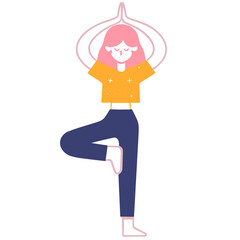 Vector Illustration of woman yoga exercise, exercise, healthy